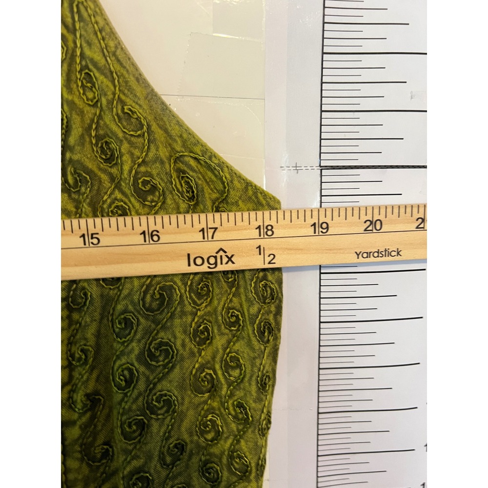 Pyramid Collection Green Floral Embroidered Boho Maxi Dress Large Smocked Back - Picture 5 of 7